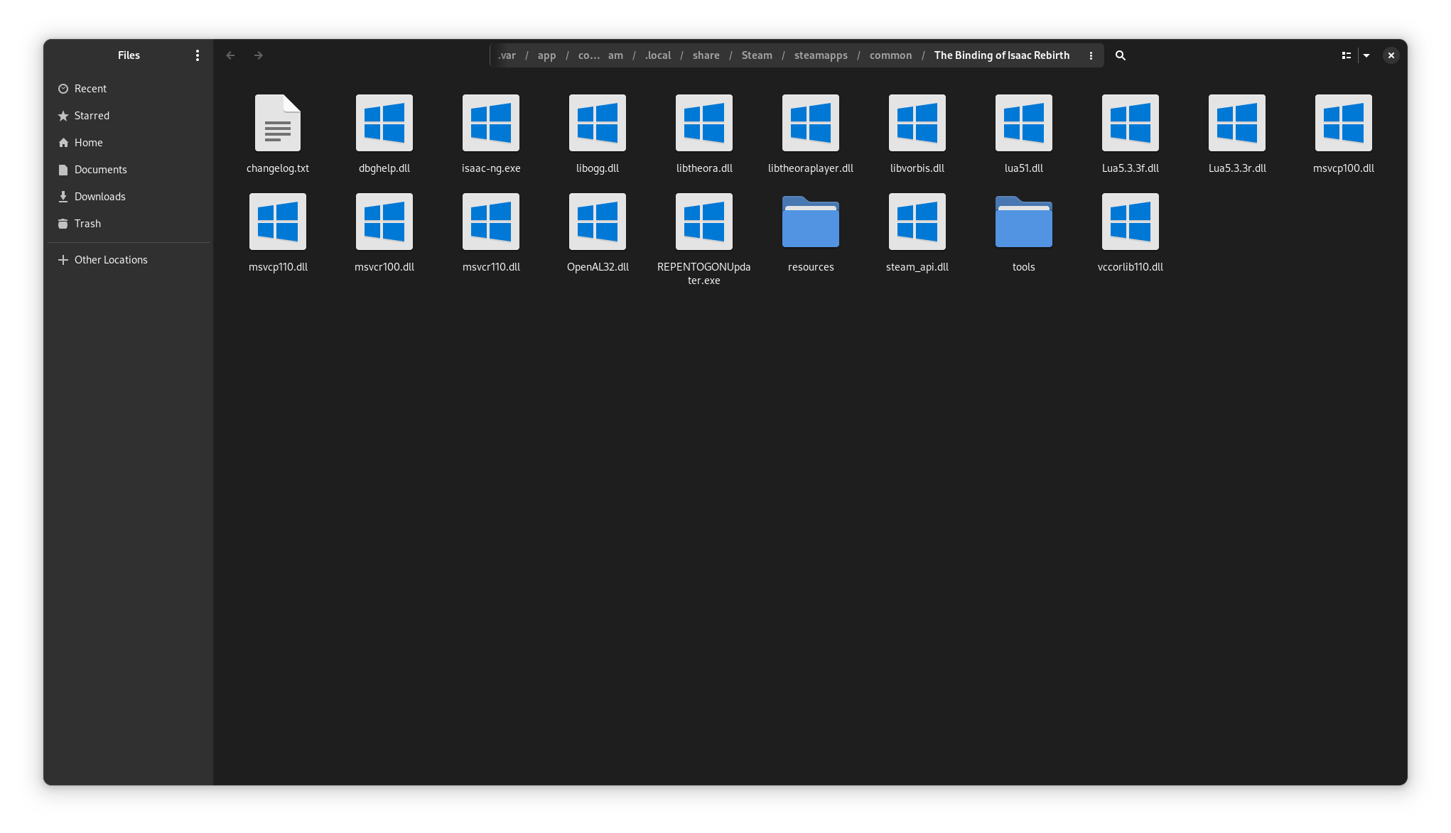 Executable alongside files